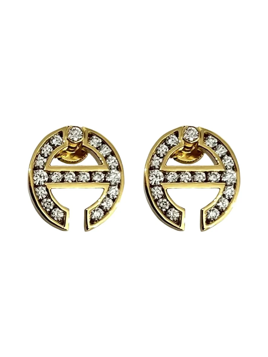 18K Yellow Gold MMV Channel Set White Diamond Earrings 18K Yellow Gold MMV Channel Set White Diamond Earrings