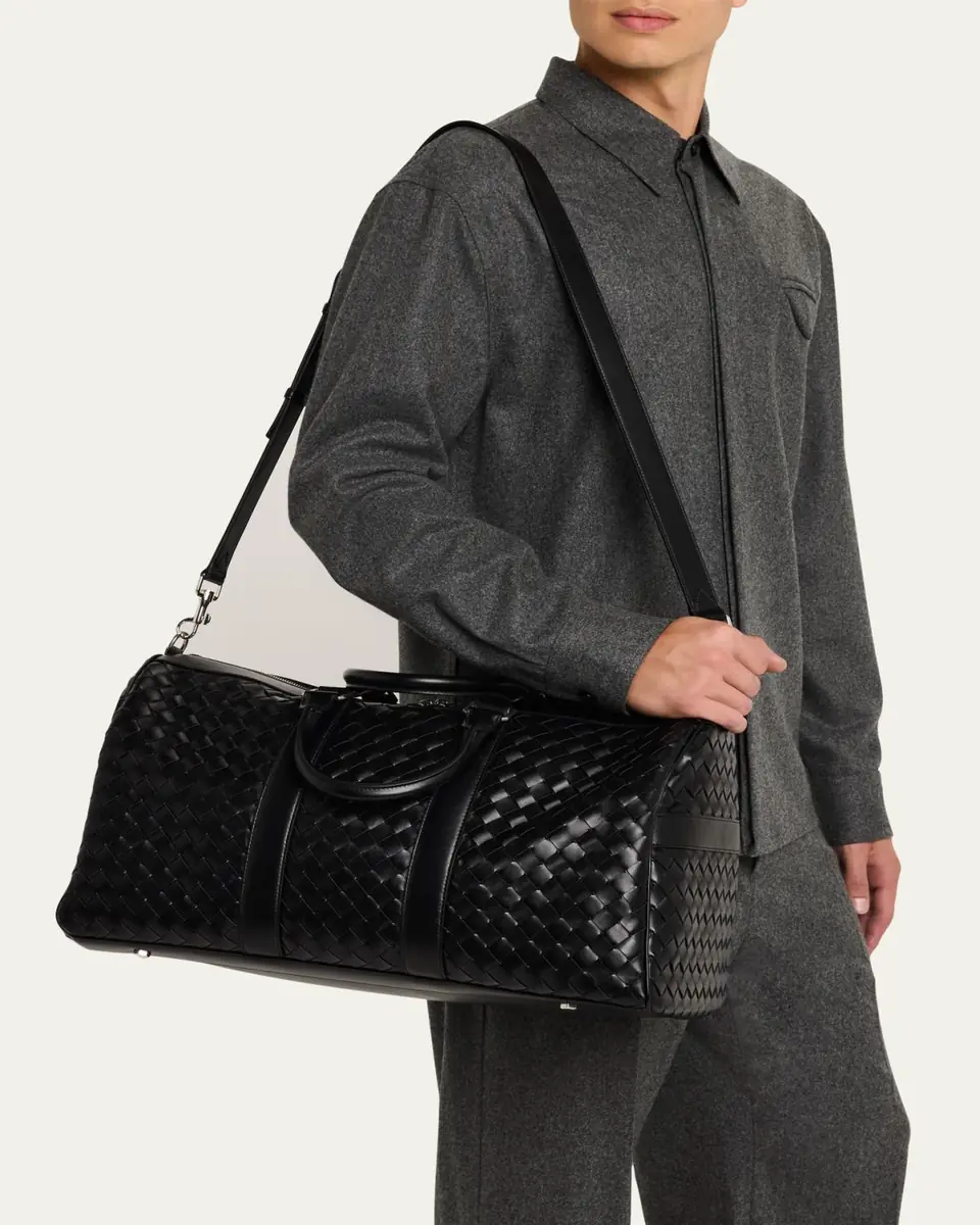 Bottega Veneta Men's Medium Intrecciato Leather Duffel Bag | Thumbnail 2 Bottega Veneta Men's Medium Intrecciato Leather Duffel Bag | Thumbnail 2
