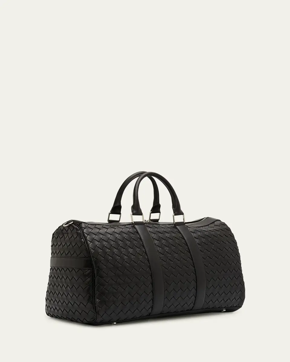 Bottega Veneta Men's Medium Intrecciato Leather Duffel Bag | Thumbnail 3 Bottega Veneta Men's Medium Intrecciato Leather Duffel Bag | Thumbnail 3