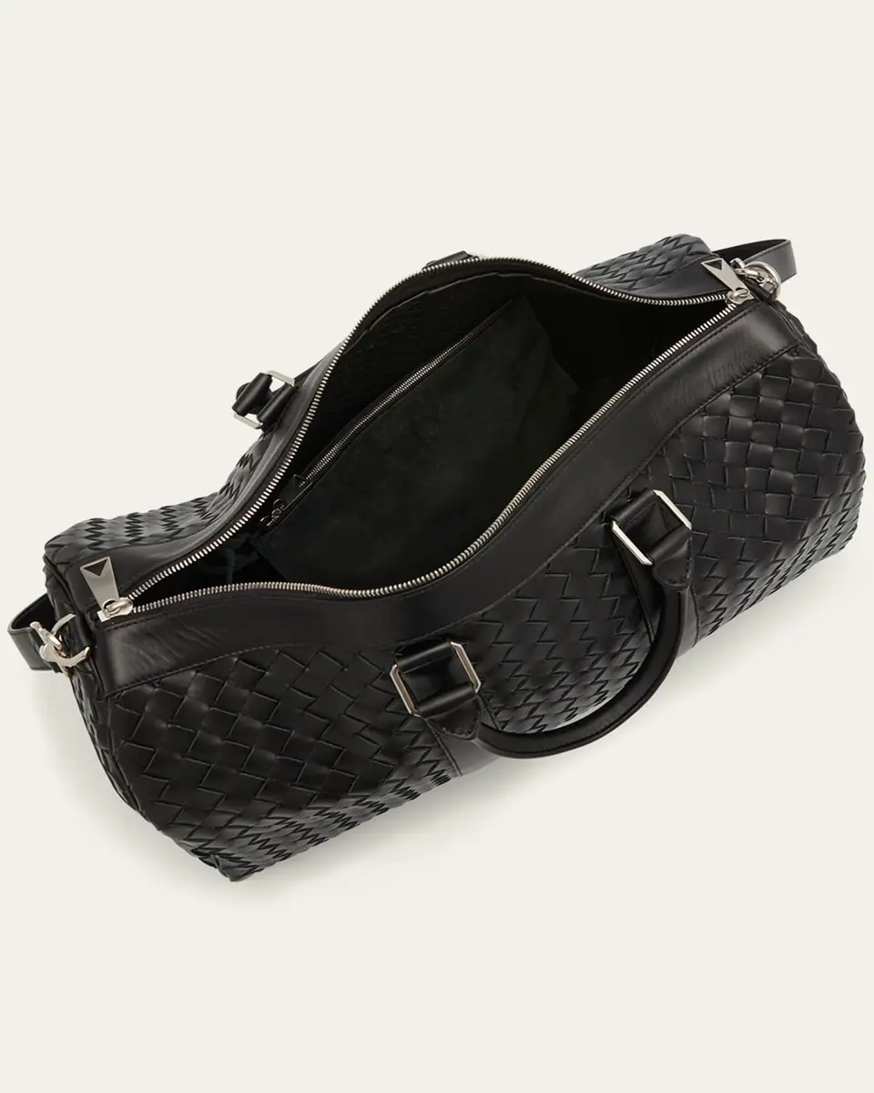 Bottega Veneta Men's Medium Intrecciato Leather Duffel Bag | Thumbnail 4 Bottega Veneta Men's Medium Intrecciato Leather Duffel Bag | Thumbnail 4