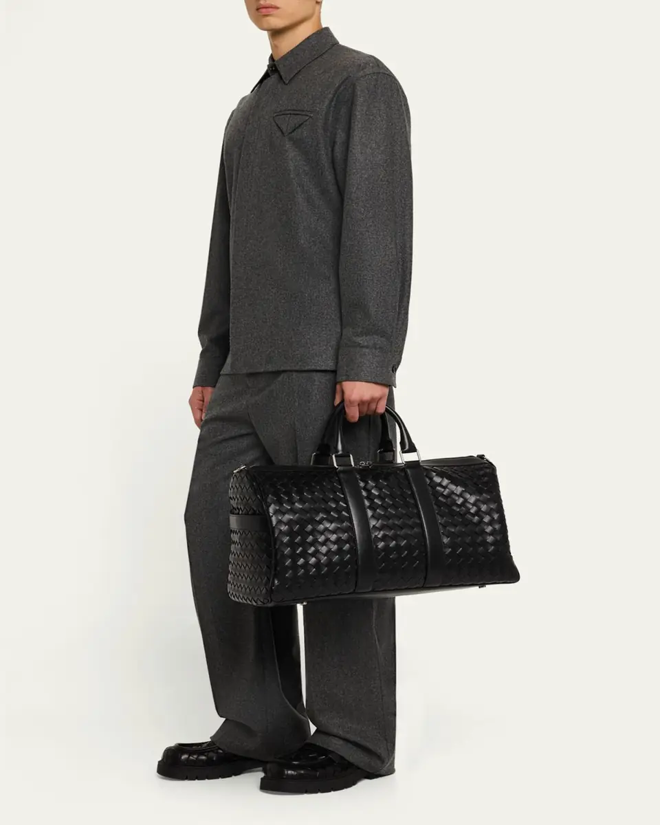 Bottega Veneta Men's Medium Intrecciato Leather Duffel Bag | Thumbnail 5 Bottega Veneta Men's Medium Intrecciato Leather Duffel Bag | Thumbnail 5