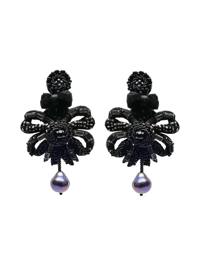 RANJANA KHAN Beaded Bow Clip-On Earrings