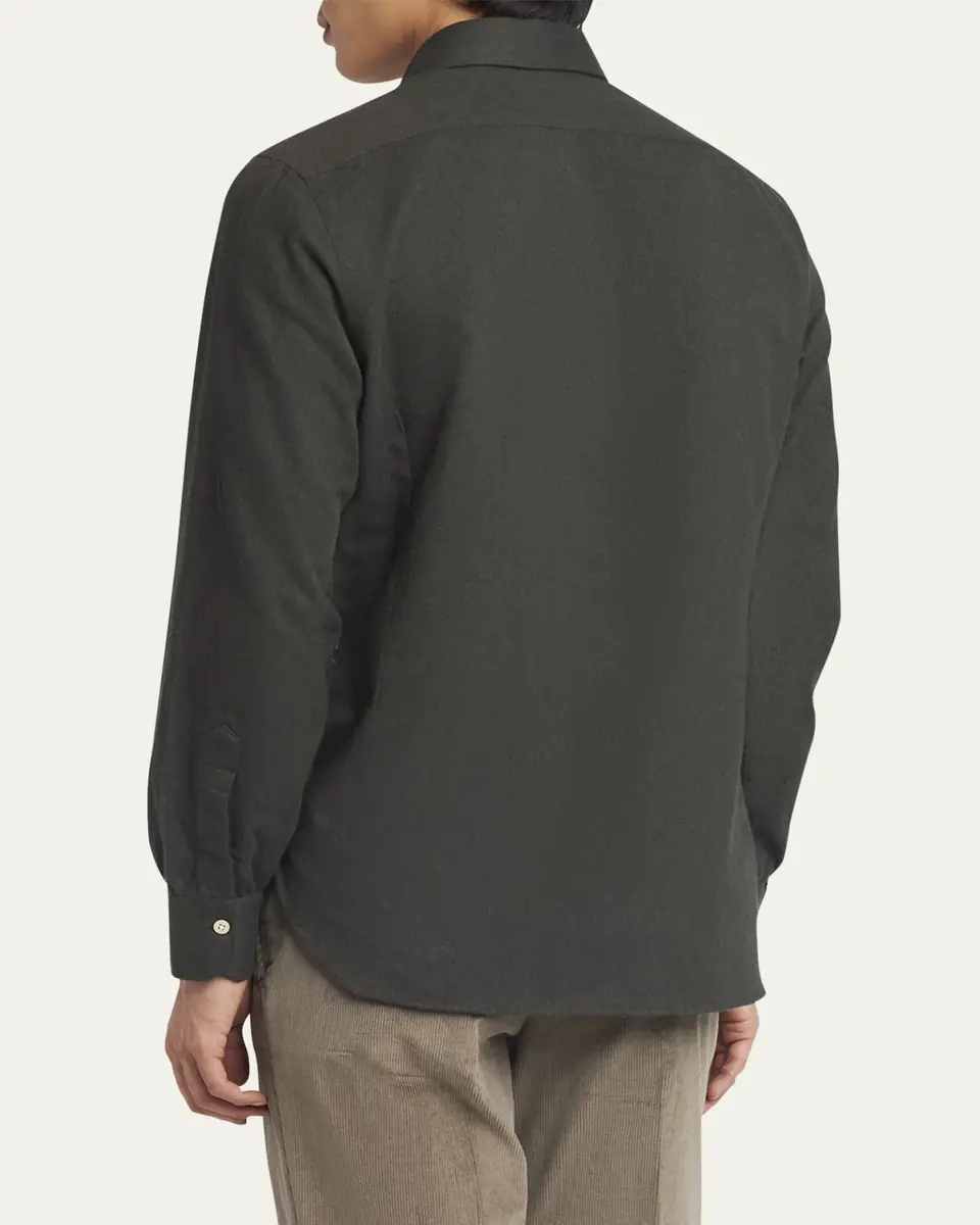 Kiton Men's Twill Flannel Sport Shirt | Thumbnail 3