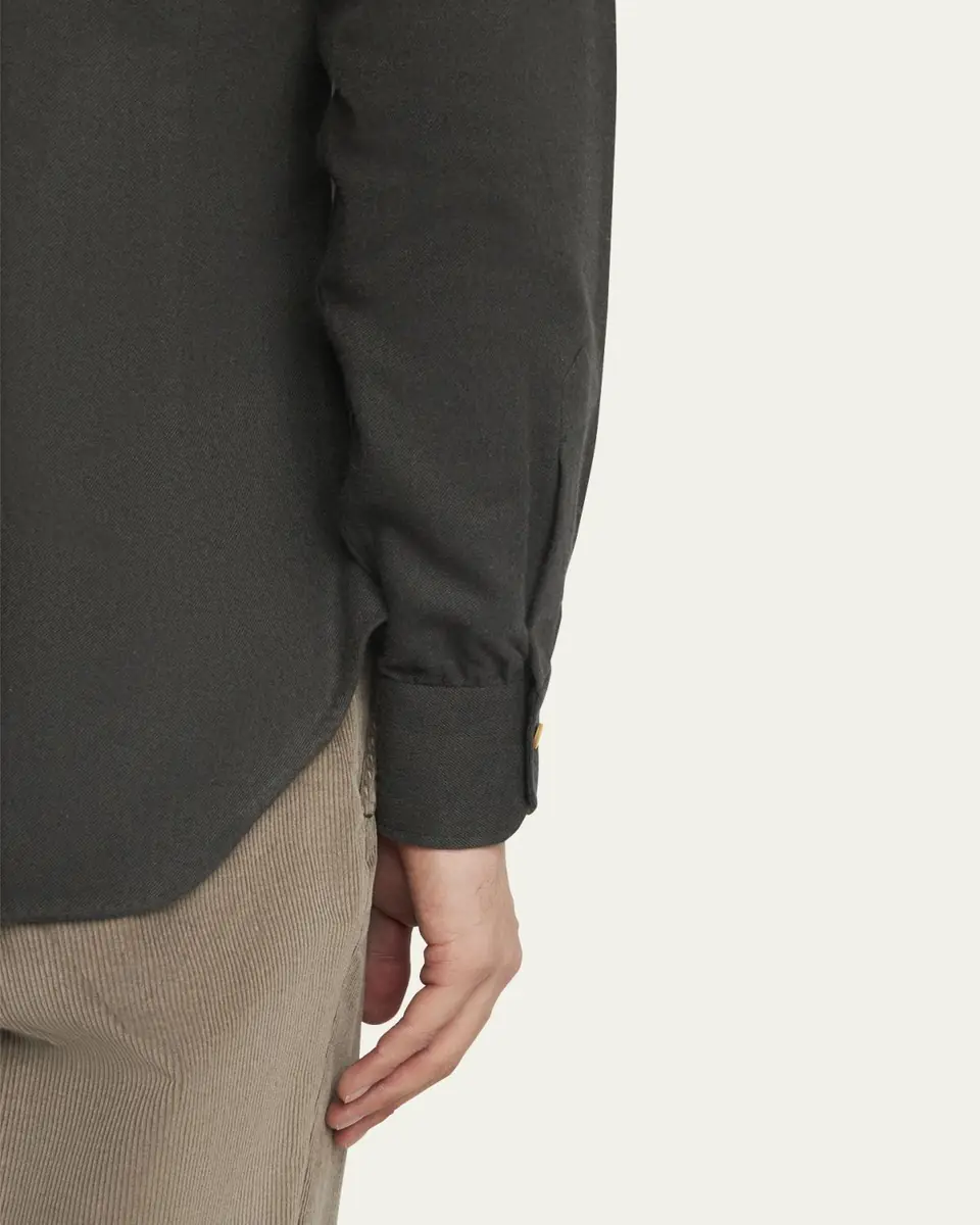 Kiton Men's Twill Flannel Sport Shirt | Thumbnail 5