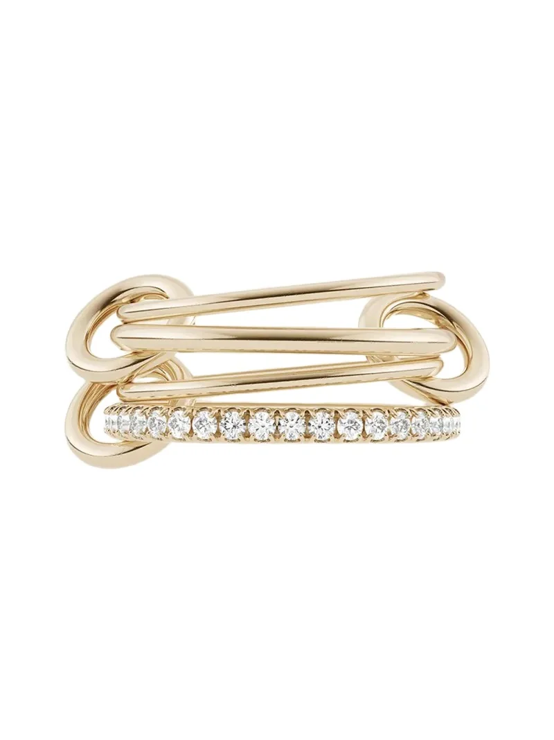 18K Yellow Gold Pisces 4-Link Pave White Diamond Ring 18K Yellow Gold Pisces 4-Link Pave White Diamond Ring