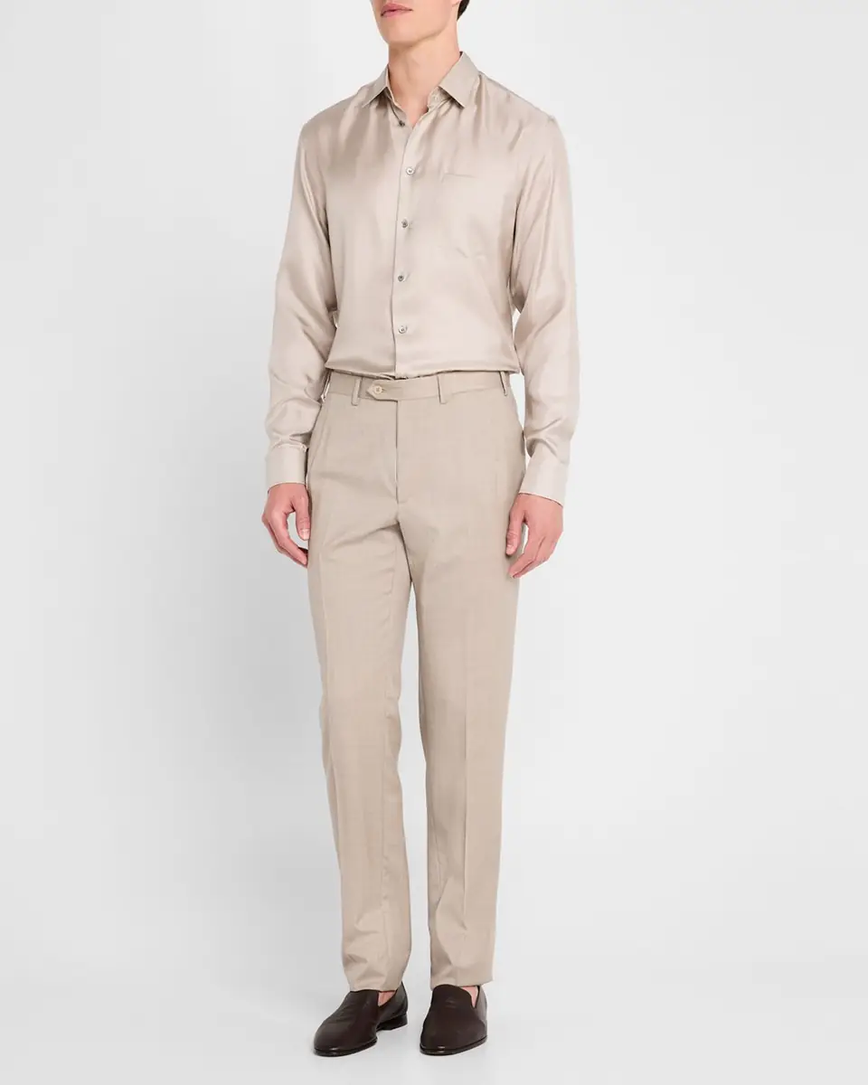Giorgio Armani Men's Solid Silk Dress Shirt | Thumbnail 2 Giorgio Armani Men's Solid Silk Dress Shirt | Thumbnail 2