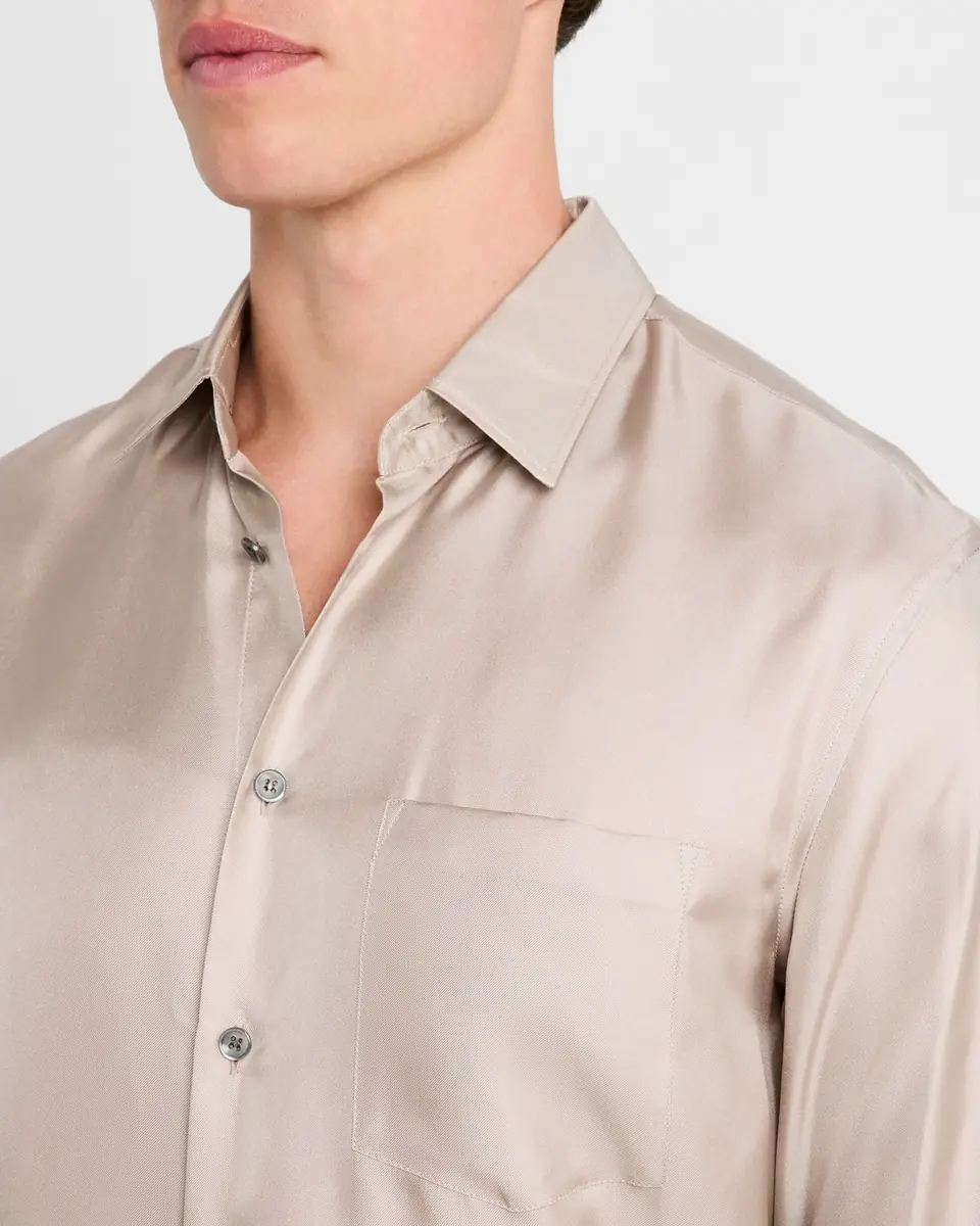 Giorgio Armani Men's Solid Silk Dress Shirt | Thumbnail 5 Giorgio Armani Men's Solid Silk Dress Shirt | Thumbnail 5