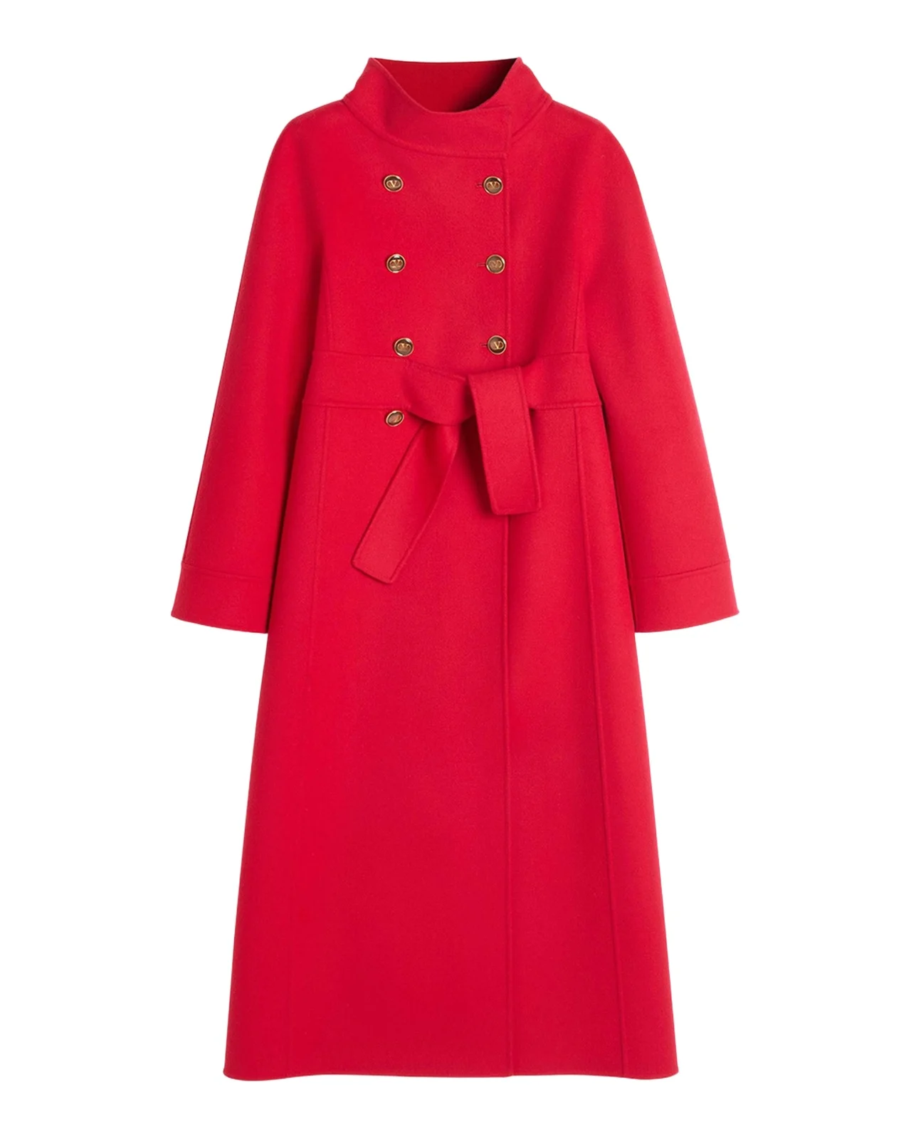 High-Neck Double-Breast Belted Wool Cashmere Coat High-Neck Double-Breast Belted Wool Cashmere Coat