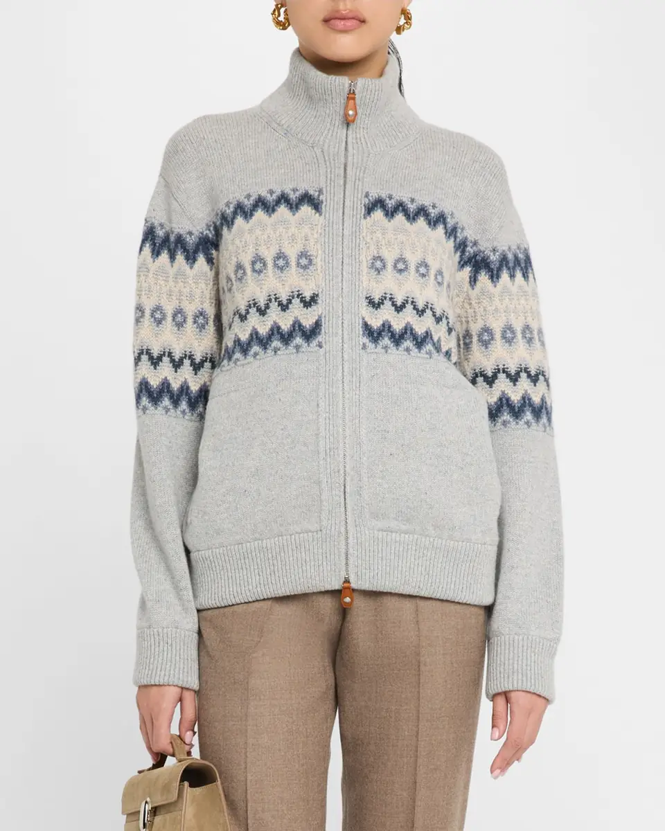 Loro Piana Alpe Pile Cashmere GG 5 Bomber Sweater | Thumbnail 3 Loro Piana Alpe Pile Cashmere GG 5 Bomber Sweater | Thumbnail 3