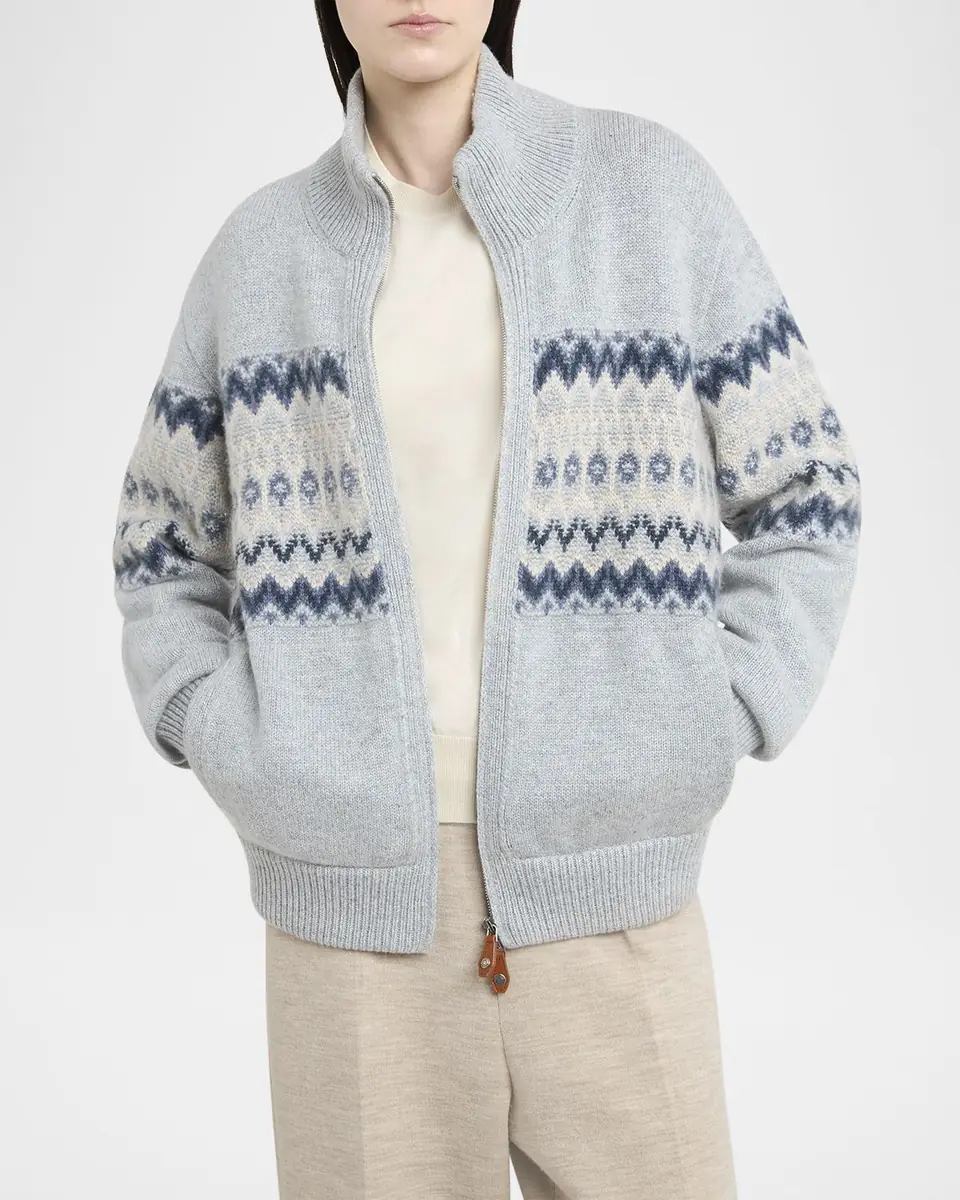 Loro Piana Alpe Pile Cashmere GG 5 Bomber Sweater | Thumbnail 6 Loro Piana Alpe Pile Cashmere GG 5 Bomber Sweater | Thumbnail 6