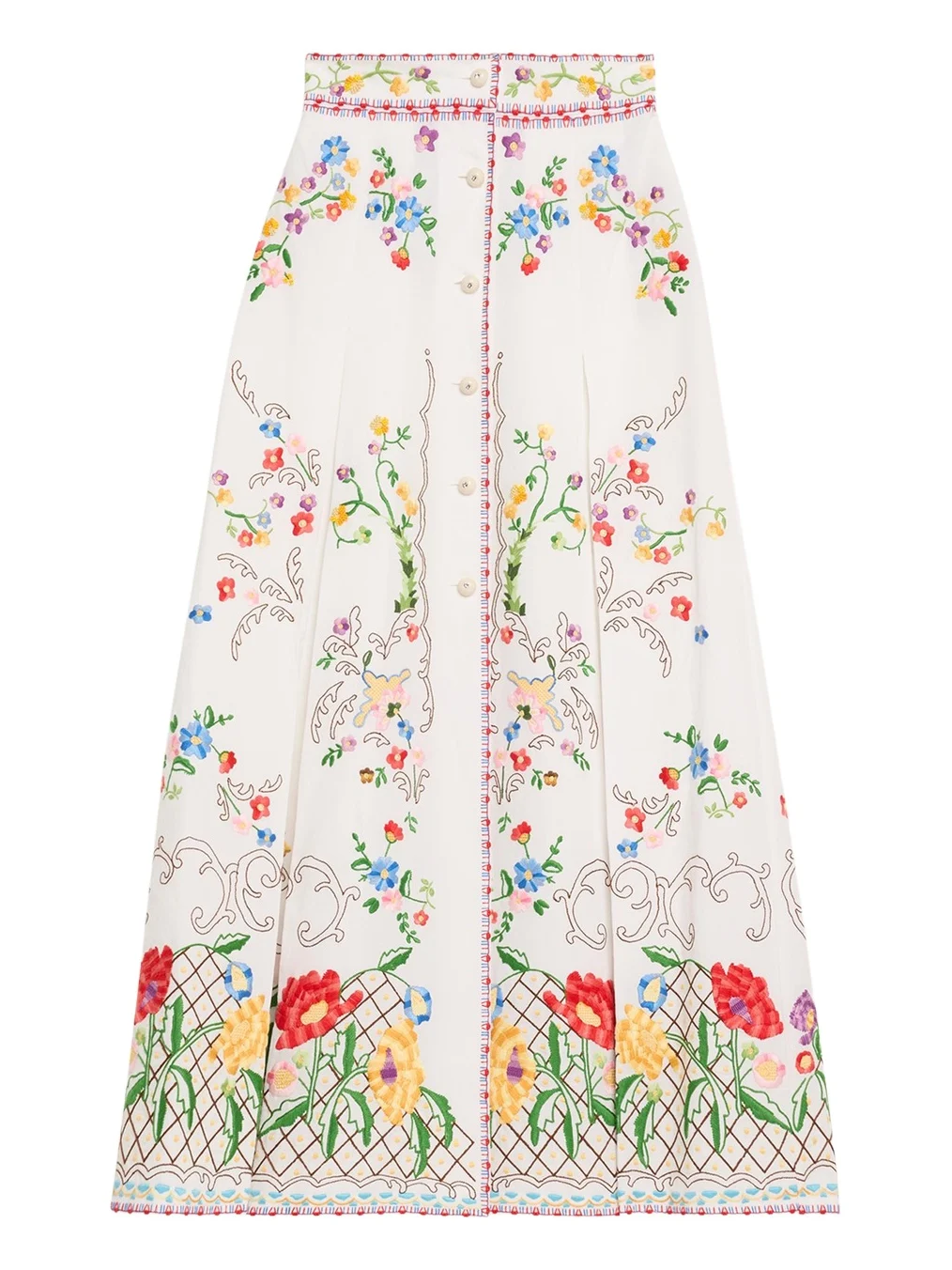Floral Embroidered Midi Skirt Floral Embroidered Midi Skirt
