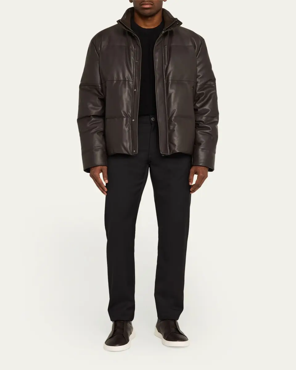Zegna Men's Quilted Down Napa Leather Blouson | Thumbnail 2 Zegna Men's Quilted Down Napa Leather Blouson | Thumbnail 2
