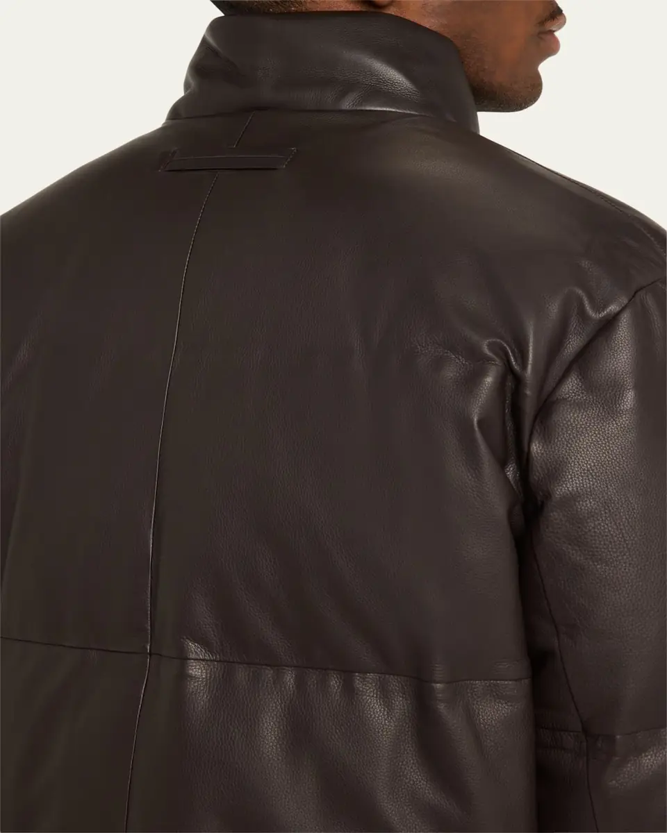 Zegna Men's Quilted Down Napa Leather Blouson | Thumbnail 5 Zegna Men's Quilted Down Napa Leather Blouson | Thumbnail 5