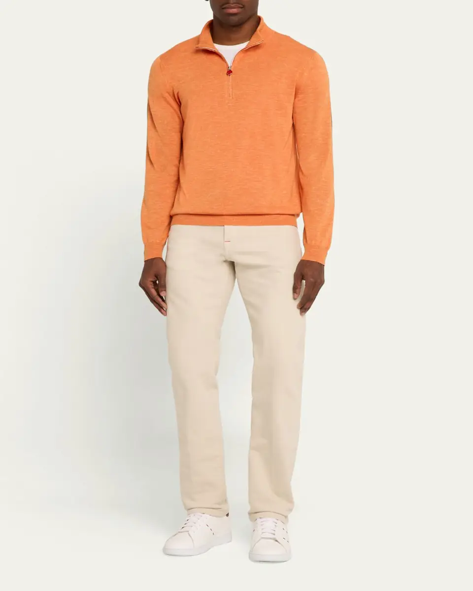Kiton Men's Cashmere and Linen Half-Zip Sweater | Thumbnail 2 Kiton Men's Cashmere and Linen Half-Zip Sweater | Thumbnail 2