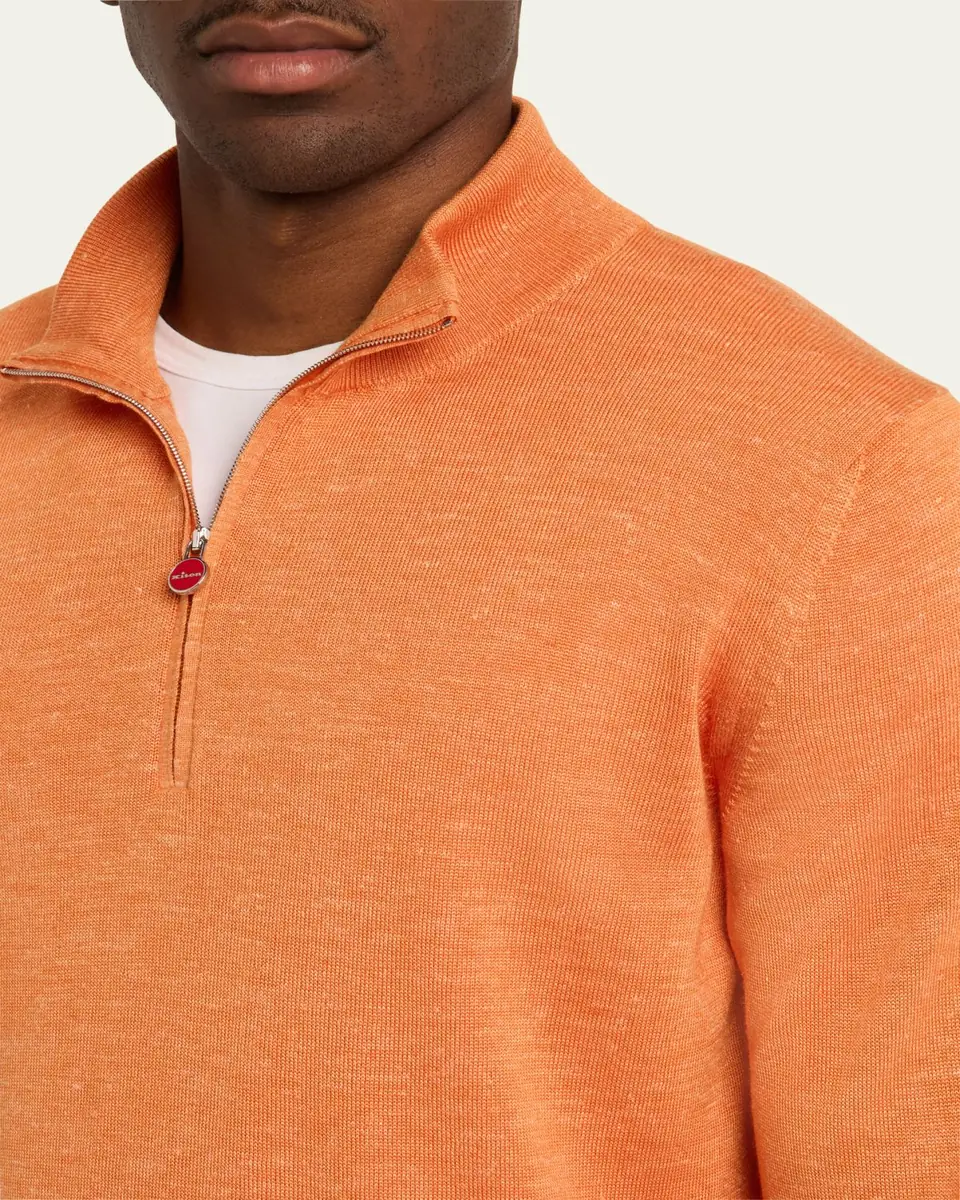 Kiton Men's Cashmere and Linen Half-Zip Sweater | Thumbnail 5 Kiton Men's Cashmere and Linen Half-Zip Sweater | Thumbnail 5