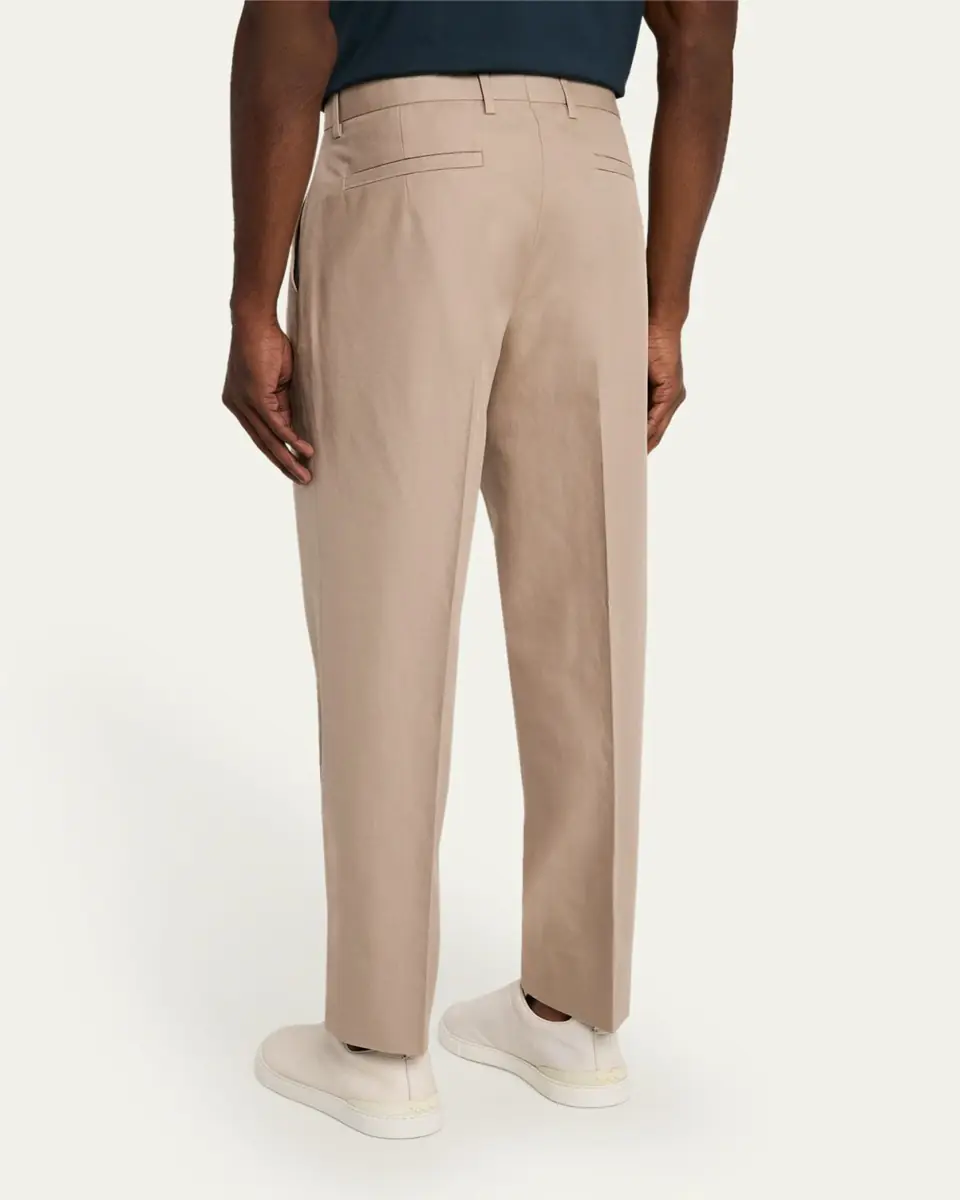 Zegna Men's Linen and Cotton Flat-Front Pants | Thumbnail 3