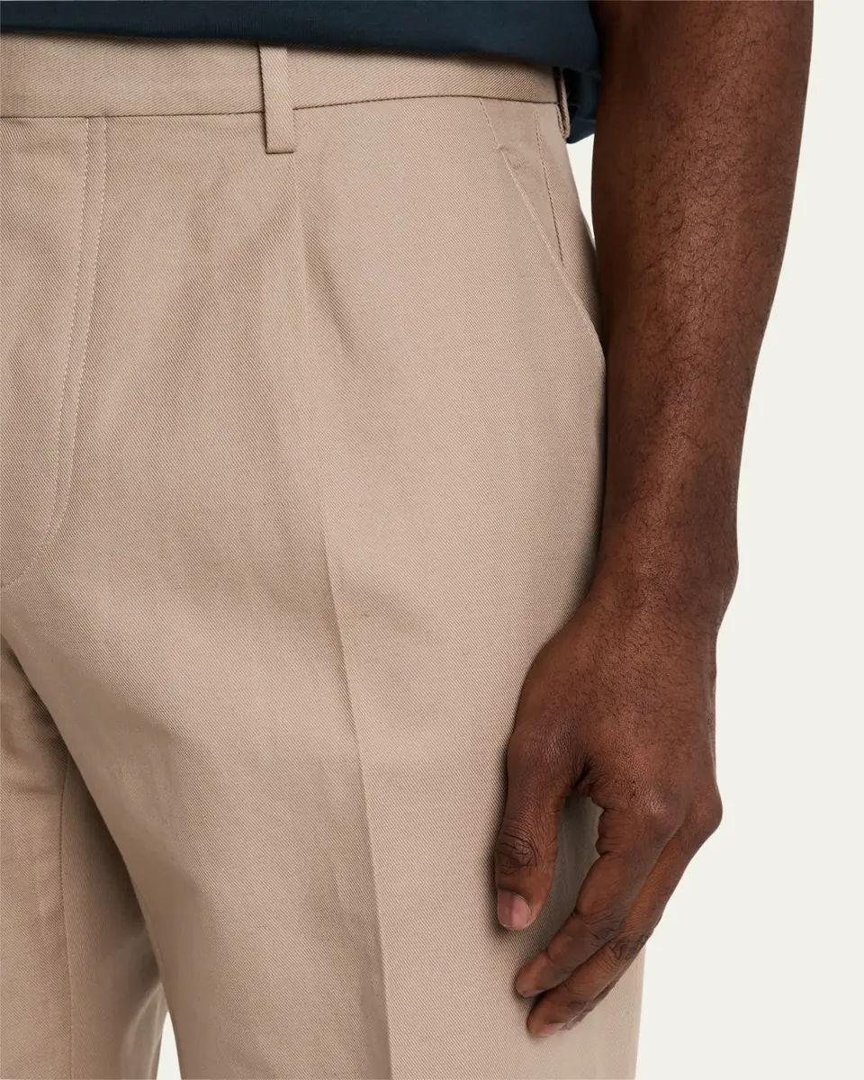Zegna Men's Linen and Cotton Flat-Front Pants | Thumbnail 5