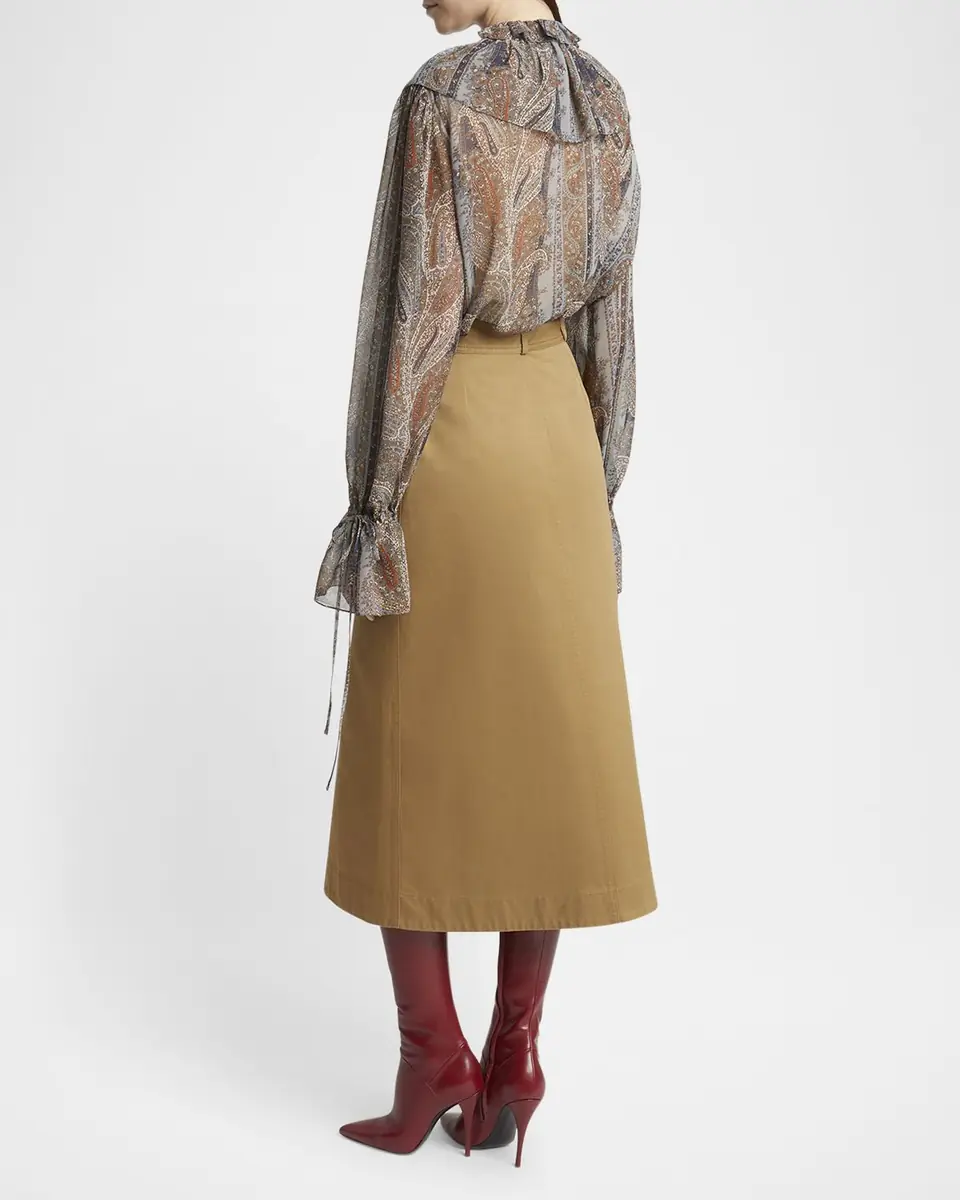 Saint Laurent Button Down Midi Skirt | Thumbnail 2
