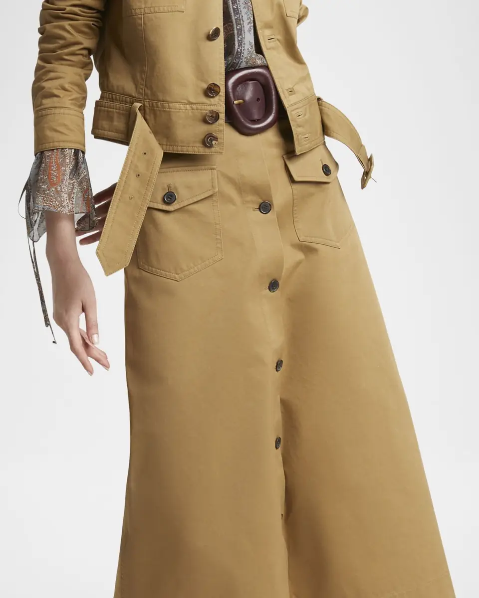 Saint Laurent Button Down Midi Skirt | Thumbnail 4