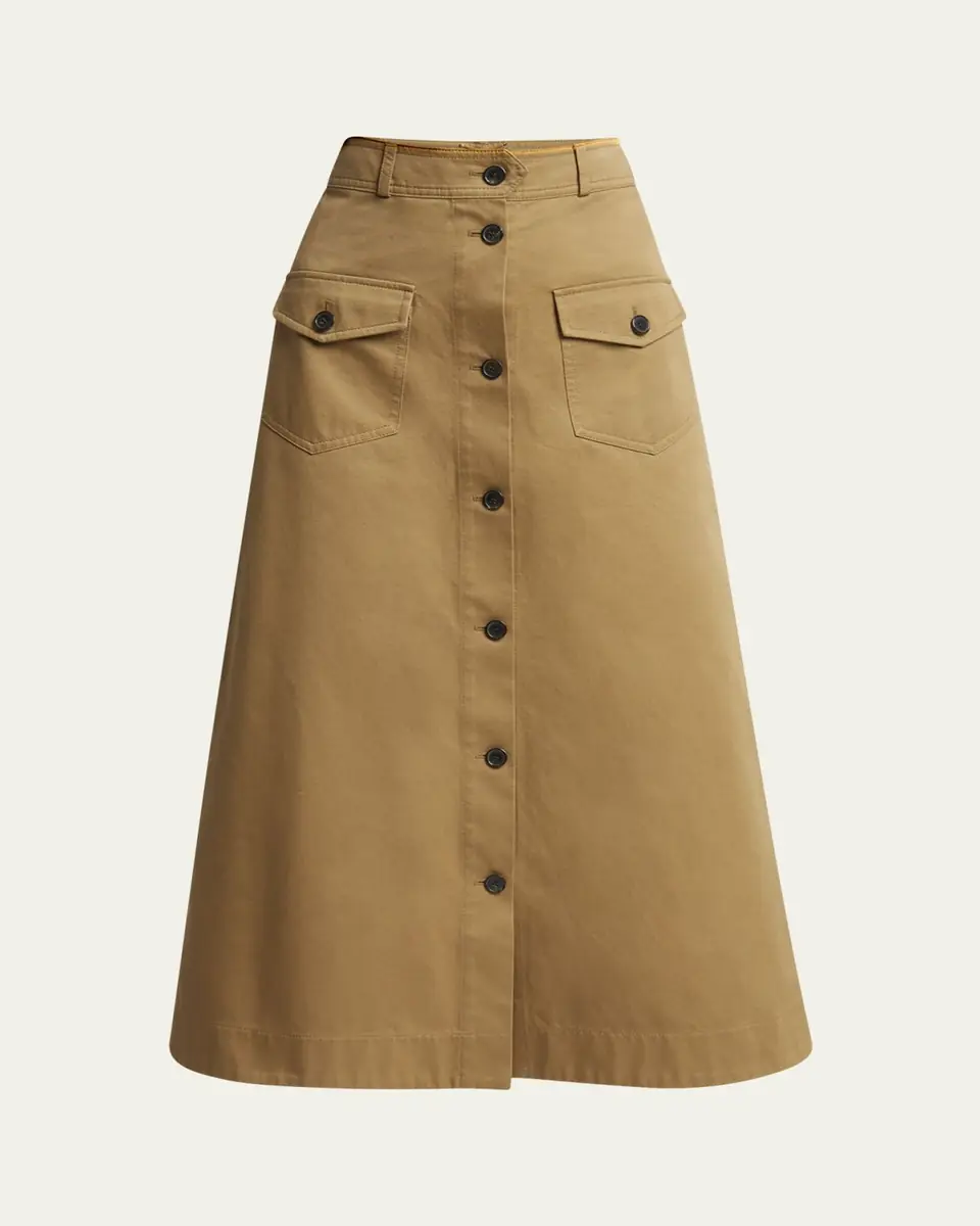 Saint Laurent Button Down Midi Skirt | Thumbnail 5