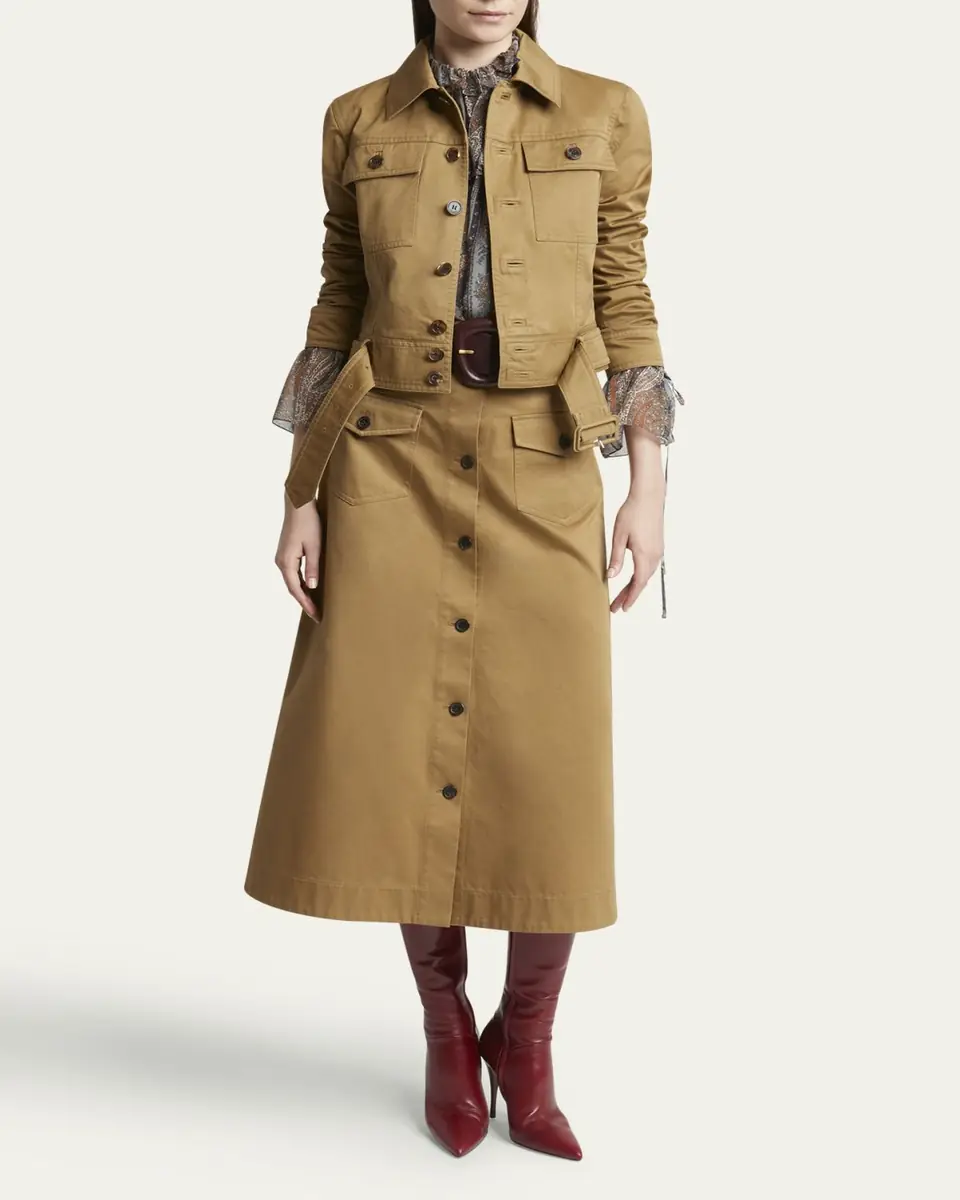 Saint Laurent Button Down Midi Skirt | Thumbnail 6