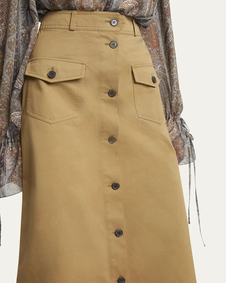 Saint Laurent Button Down Midi Skirt | Thumbnail 9