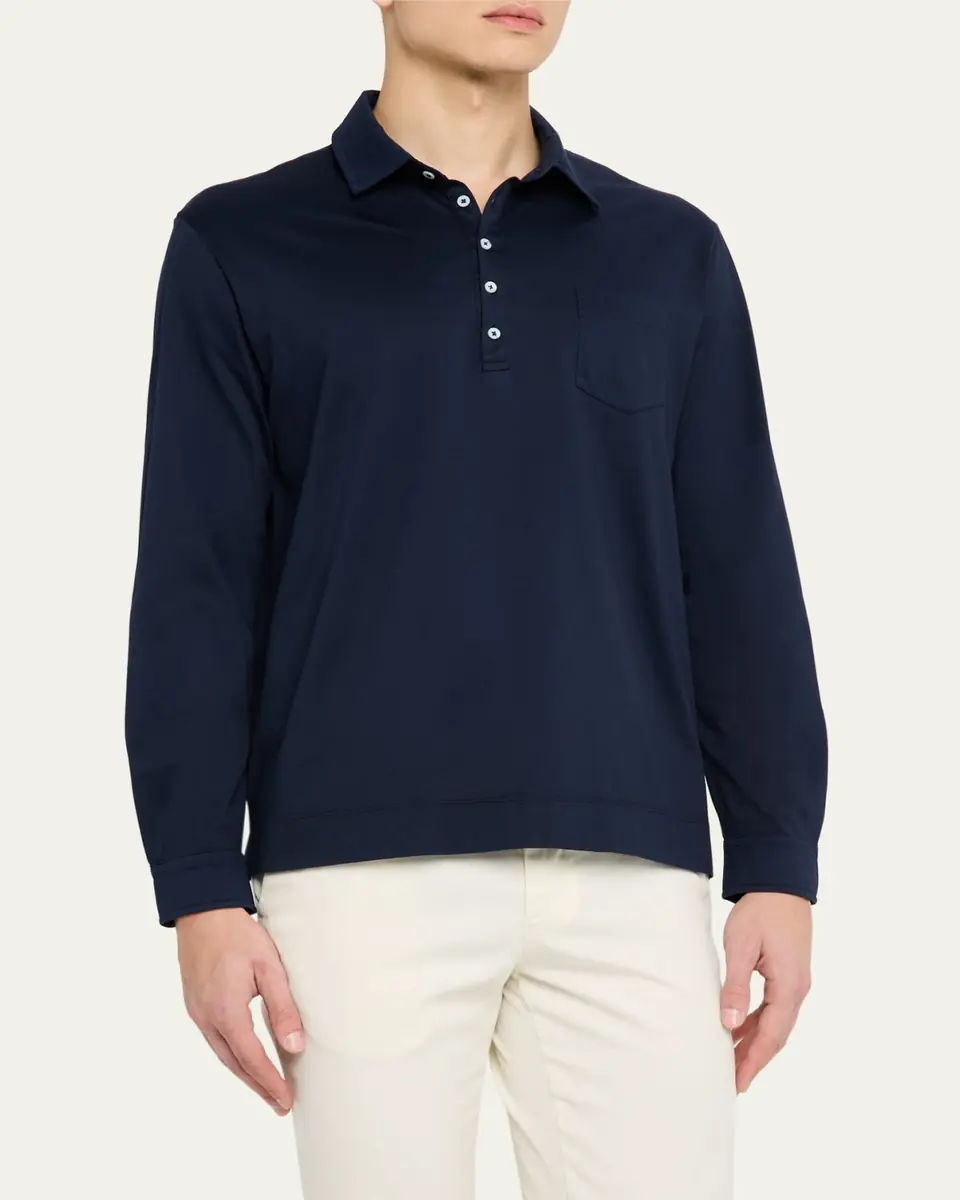 Massimo Alba Men's Ischia 2 Long-Sleeve Pocket Polo Shirt | Thumbnail 4 Massimo Alba Men's Ischia 2 Long-Sleeve Pocket Polo Shirt | Thumbnail 4