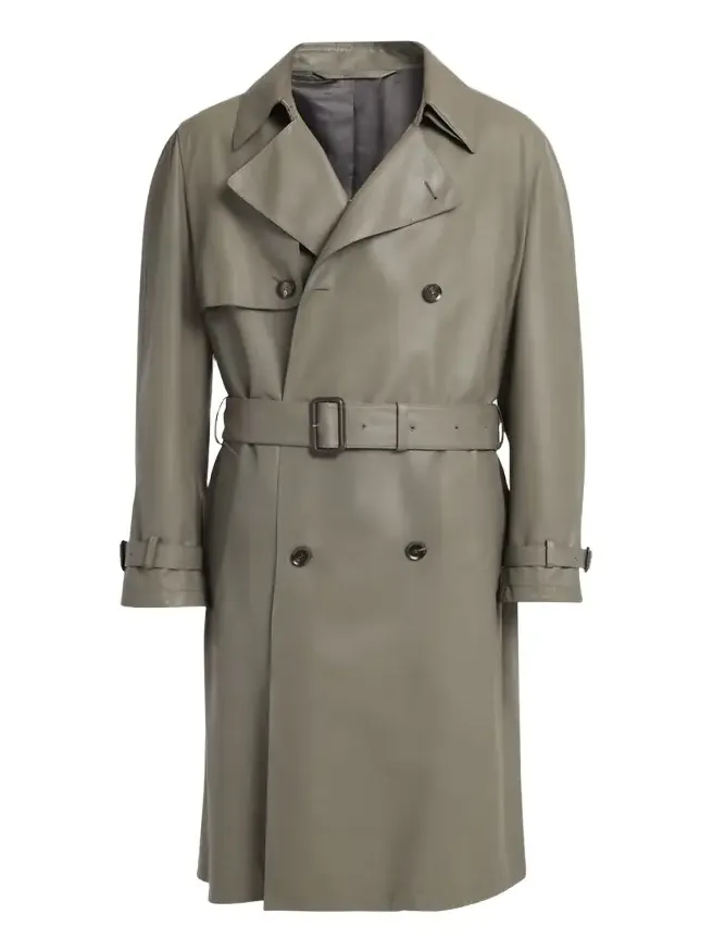Brioni Men's Loden Leather Trench Coat