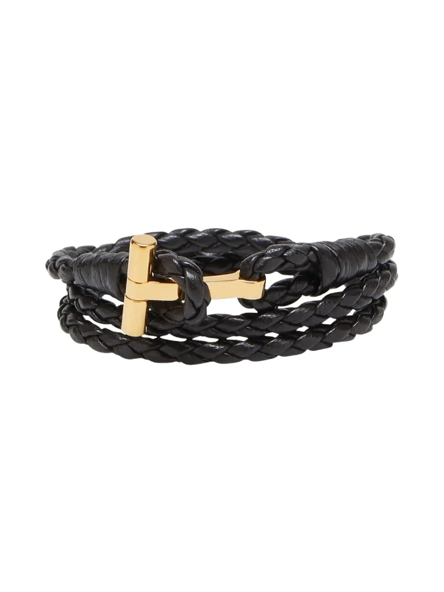 Tom Ford Men's Braided Leather T-Wrap Bracelet