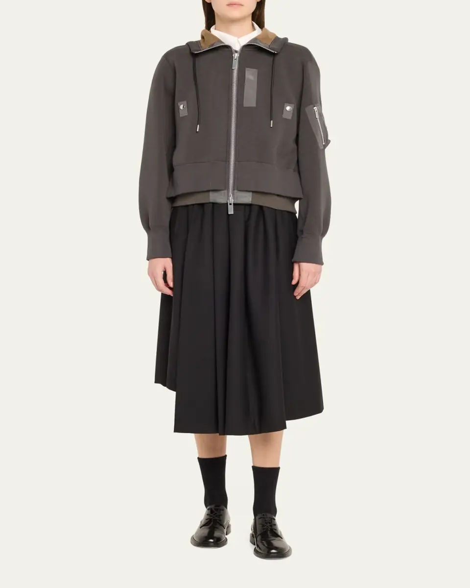 Sacai Hybrid Zip-Up Drawstring Hooded Jacket | Thumbnail 2