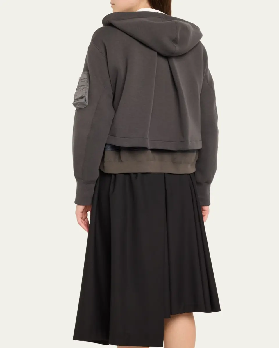 Sacai Hybrid Zip-Up Drawstring Hooded Jacket | Thumbnail 3