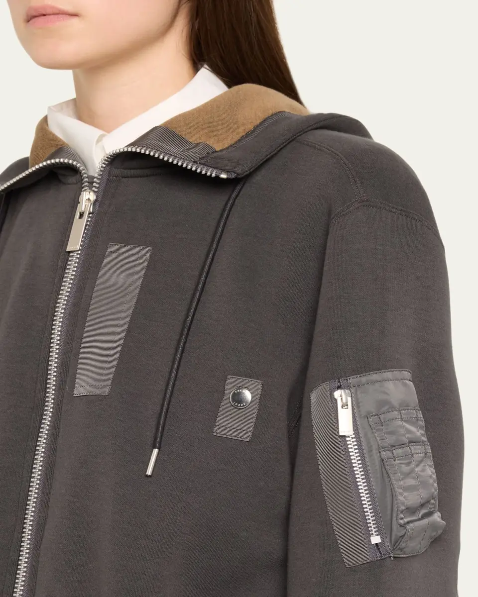 Sacai Hybrid Zip-Up Drawstring Hooded Jacket | Thumbnail 5