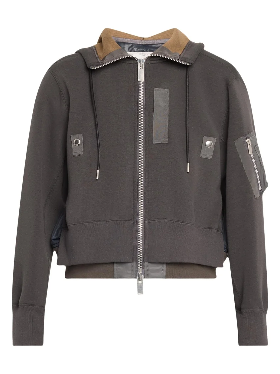Sacai Hybrid Zip-Up Drawstring Hooded Jacket