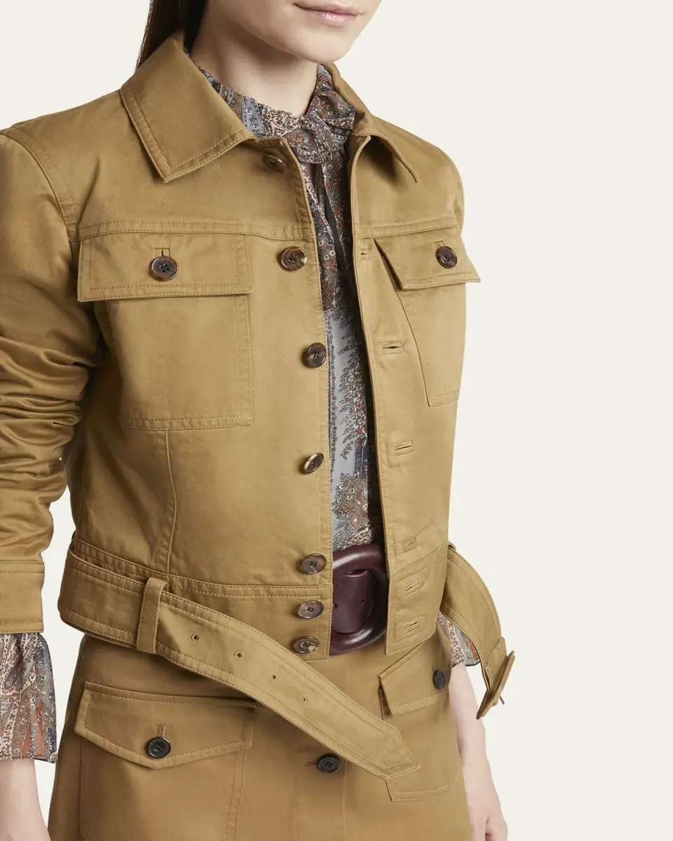 Saint Laurent Collared Button Down Belted Jacket | Thumbnail 6 Saint Laurent Collared Button Down Belted Jacket | Thumbnail 6