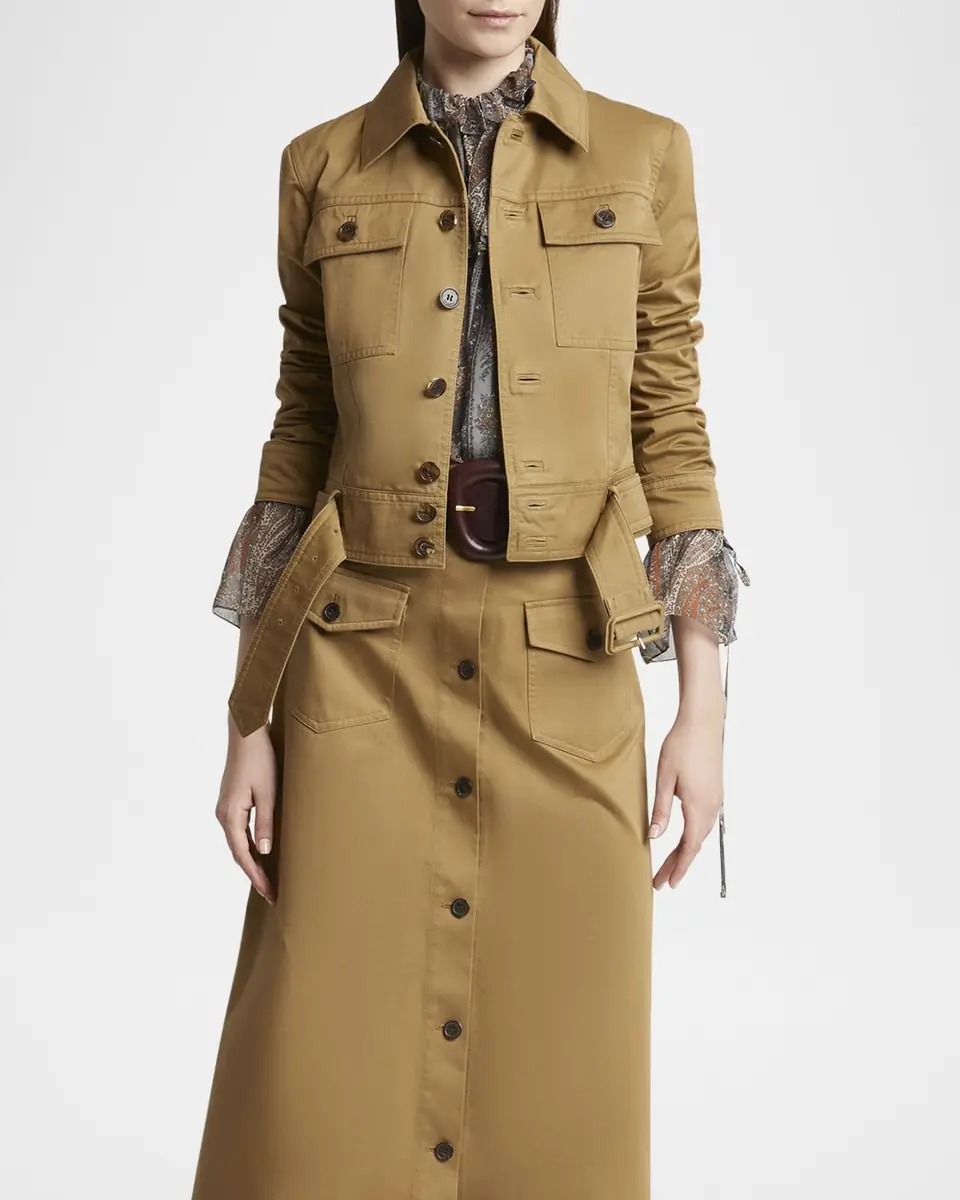 Saint Laurent Collared Button Down Belted Jacket | Thumbnail 7 Saint Laurent Collared Button Down Belted Jacket | Thumbnail 7