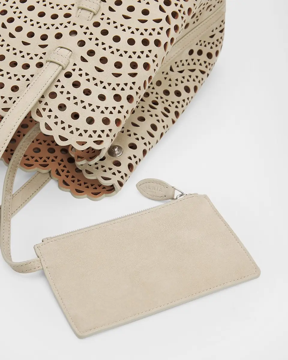 Alaïa Mina 25 Tote Bag in Perforated Nubuck Leather | Thumbnail 8 Alaïa Mina 25 Tote Bag in Perforated Nubuck Leather | Thumbnail 8
