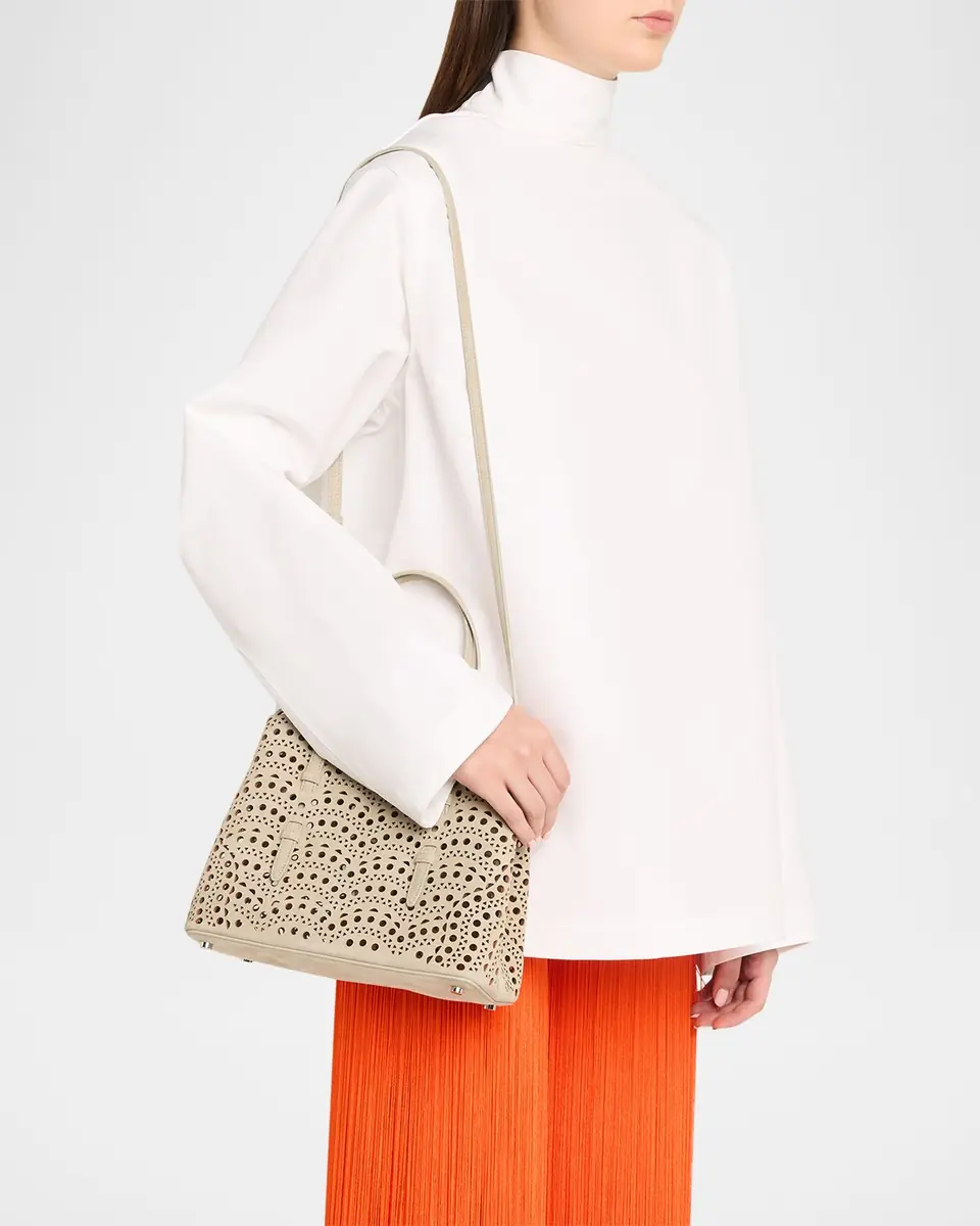 Alaïa Mina 25 Tote Bag in Perforated Nubuck Leather | Thumbnail 9 Alaïa Mina 25 Tote Bag in Perforated Nubuck Leather | Thumbnail 9