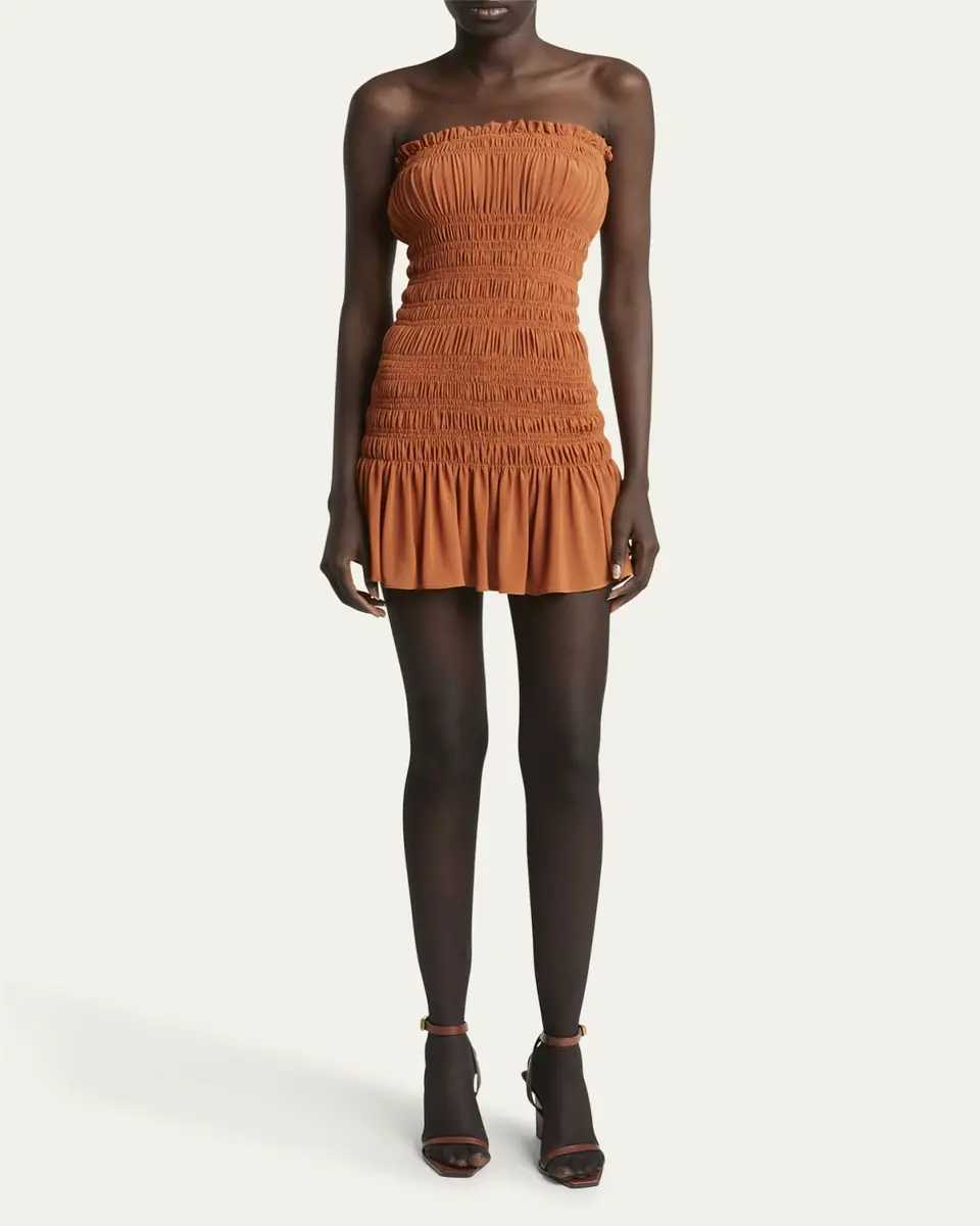 Saint Laurent Strapless Ruched Mini Dress | Thumbnail 2