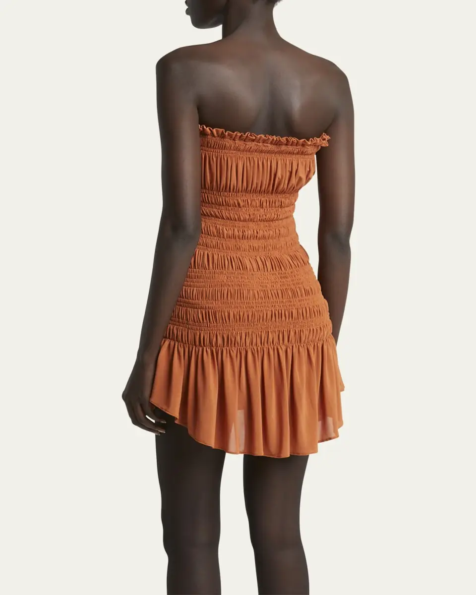 Saint Laurent Strapless Ruched Mini Dress | Thumbnail 3