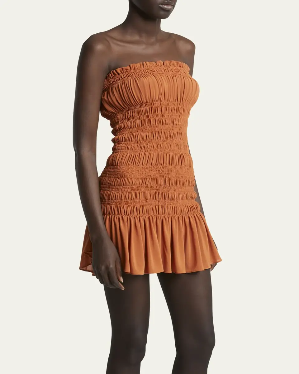 Saint Laurent Strapless Ruched Mini Dress | Thumbnail 4