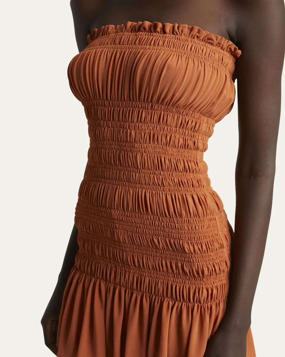 Saint Laurent Strapless Ruched Mini Dress | Thumbnail 5