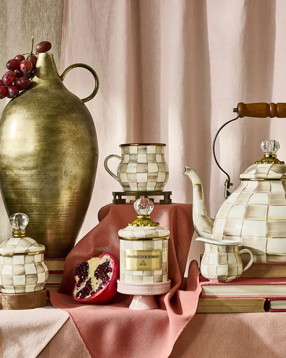 MacKenzie-Childs Mocha Check Tea Kettle, 3 Quarts | Thumbnail 7