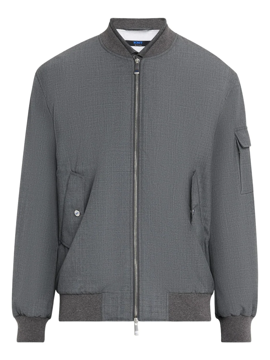 KNT Men's Zip-Front Wool Bomber Jacket