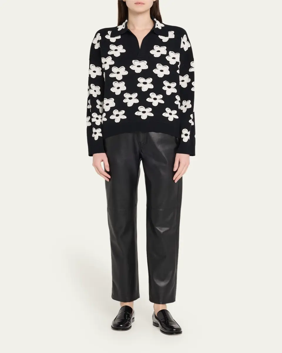 Marc Jacobs Daisy Jacquard Long-Sleeve Polo Top | Thumbnail 2