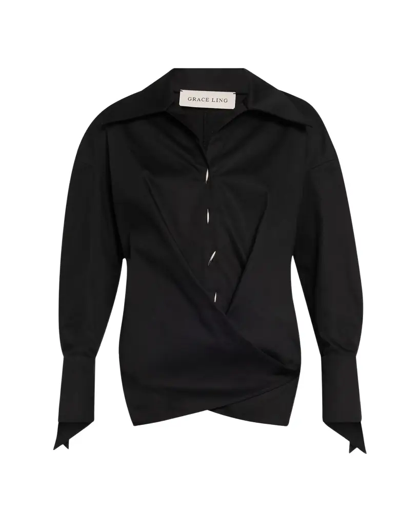 GRACE LING Collared Wrap Blouse | Image 1 GRACE LING Collared Wrap Blouse | Image 1