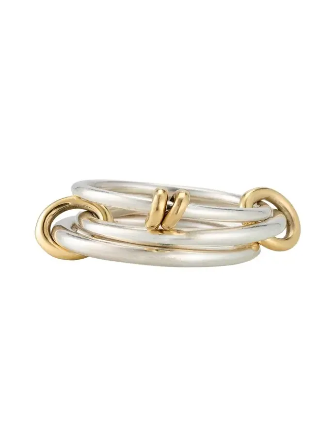 Raneth SG Gris Three Link Ring in Sterling Silver with Grey Diamond Accents