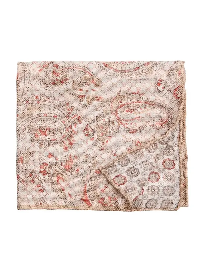 Rosi Collection Men's Linen and Silk Paisley Pocket Square