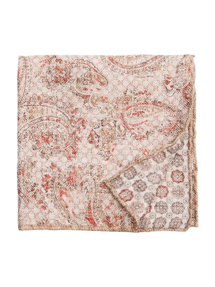 Men's Linen and Silk Paisley Pocket Square