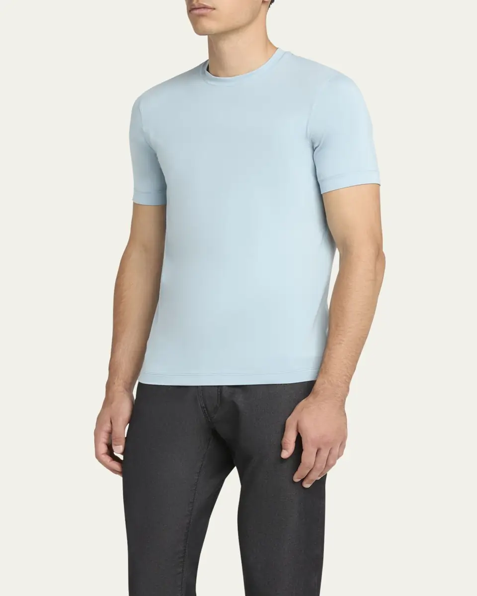 Giorgio Armani Men's Solid Short-Sleeve T-Shirt | Thumbnail 4