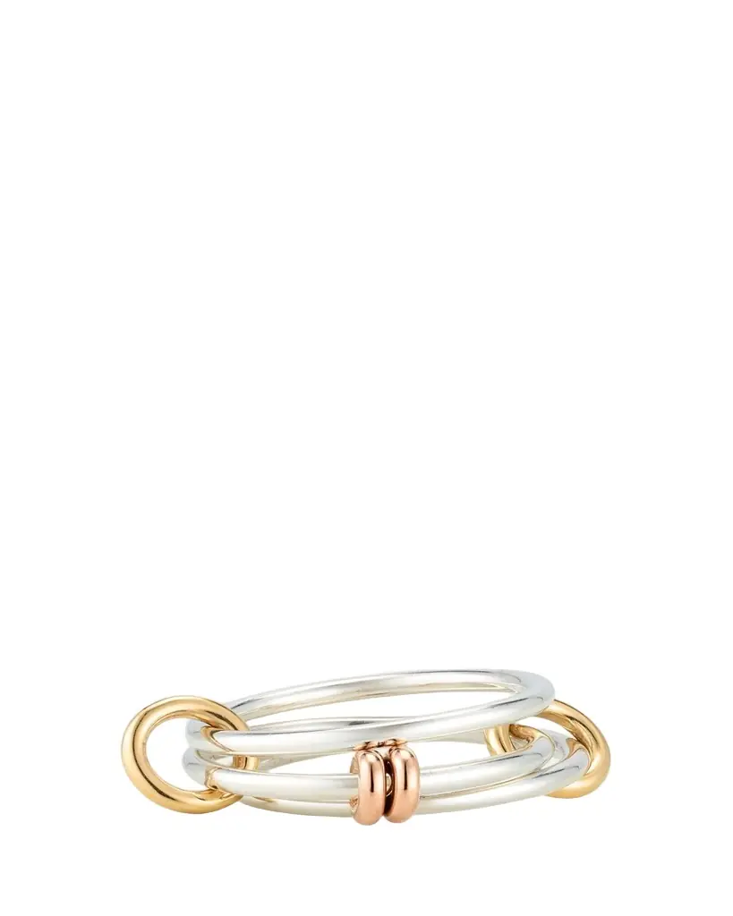 Spinelli Kilcollin Acacia SG Three Link Ring in Sterling Silver with Yellow Gold and Rose Gold | Image 1 Spinelli Kilcollin Acacia SG Three Link Ring in Sterling Silver with Yellow Gold and Rose Gold | Image 1